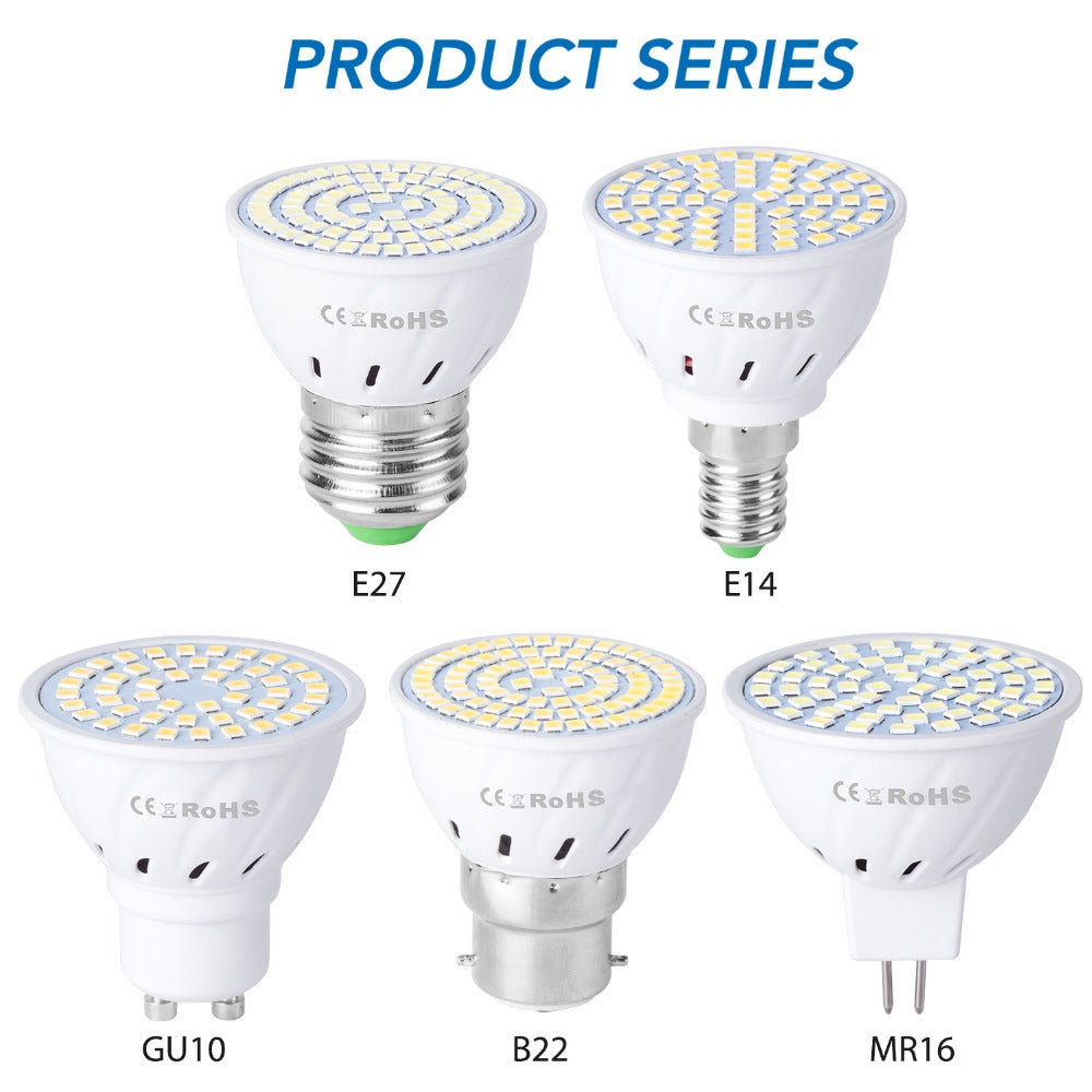 220V GU10 LED Spotlight MR16 Lamp GU5.3 Spot light Bulb E27 48 60 80leds lampara B22 bombillas led E14 gu 10 2835 Light 5W 7W 9W