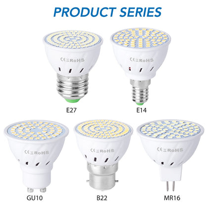 220V GU10 LED Spotlight MR16 Lamp GU5.3 Spot light Bulb E27 48 60 80leds lampara B22 bombillas led E14 gu 10 2835 Light 5W 7W 9W