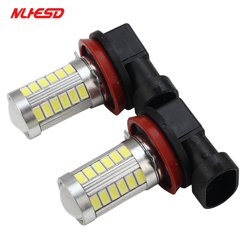 2Pcs LED Car Headlamp Fog Lamp H8 H11 5630 33SMD Automobile Daytime Running Light Auto Light-emitting Diode DRL Bulb Accessories