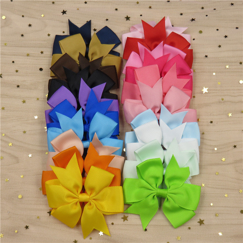 3 Inch Solid Boutique Grosgrain Ribbon Girl Bow Elastic Hair Tie Rope Hair Band Bows DIY Hair Accessories Best Holiday Gift 2017