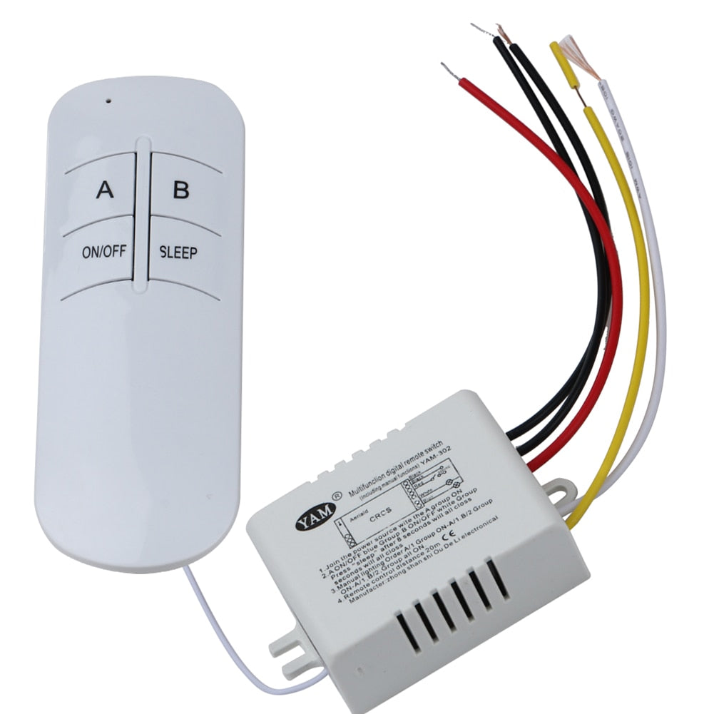 3 Port ON/OFF 220V Lamp Light Digital Wireless Wall Remote Control Switch Receiver Transmitter