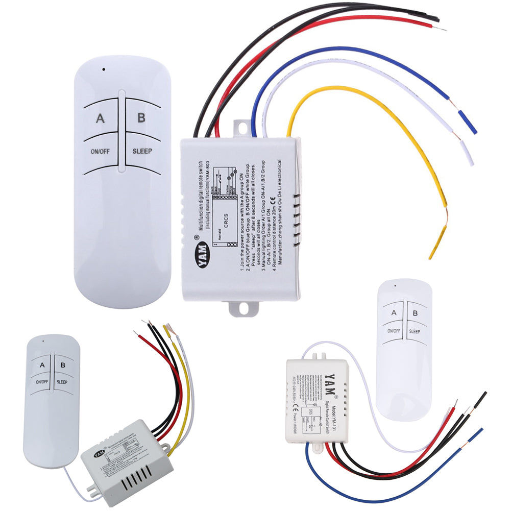 3 Port ON/OFF 220V Lamp Light Digital Wireless Wall Remote Control Switch Receiver Transmitter