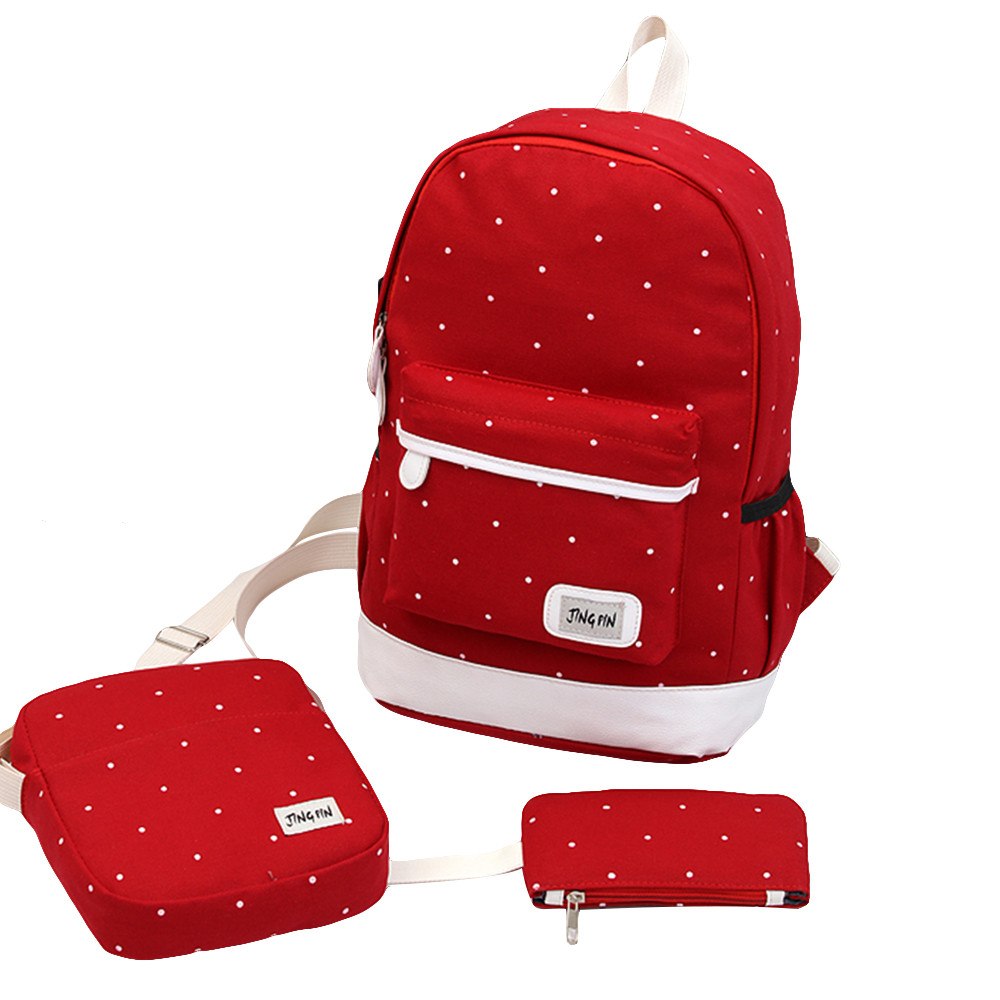 3 Sets canvas backpack women dot school bag for teenagers girls high quality female backpacks Preppy Style composite bags #Zer