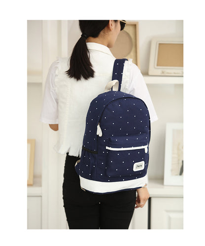 3 Sets canvas backpack women dot school bag for teenagers girls high quality female backpacks Preppy Style composite bags #Zer