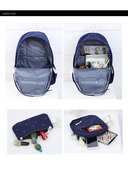 3 Sets canvas backpack women dot school bag for teenagers girls high quality female backpacks Preppy Style composite bags #Zer