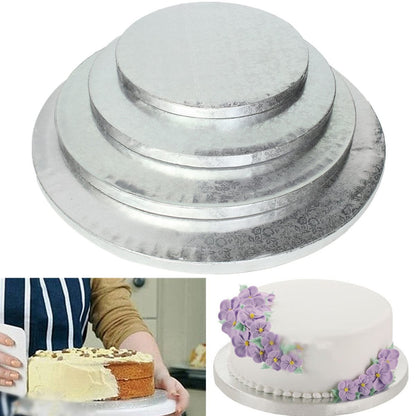 3 Sizes Round Cake Display Board Stand Holder Strong Base Wedding Birthday Party Events Home Bakery Cake Baking Tools Bakeware