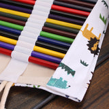 36/48/72 Hole Cartoon Animal Paradise painting Pencil Case Stationery Canvas Pen Roll Up Bag Art Curtain Storage Pencils supply