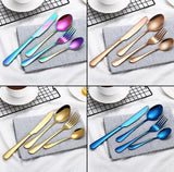 4 Pcs/Set Stainless Steel Cutlery Gold/Black/Mix colors/Blue/Silver Plated Dinnerware Knife Fork Spoon Kit SN1378