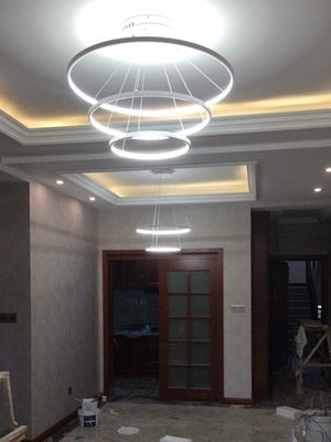 40CM 60CM 80CM Modern Pendant Lights For Living Room Dining Room Circle Rings Acrylic Aluminum Body LED Ceiling Lamp Fixtures