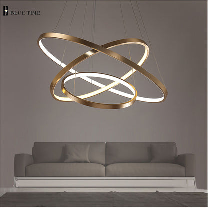 40CM 60CM 80CM Modern Pendant Lights For Living Room Dining Room Circle Rings Acrylic Aluminum Body LED Ceiling Lamp Fixtures