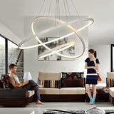 40CM 60CM 80CM Modern Pendant Lights For Living Room Dining Room Circle Rings Acrylic Aluminum Body LED Ceiling Lamp Fixtures 1