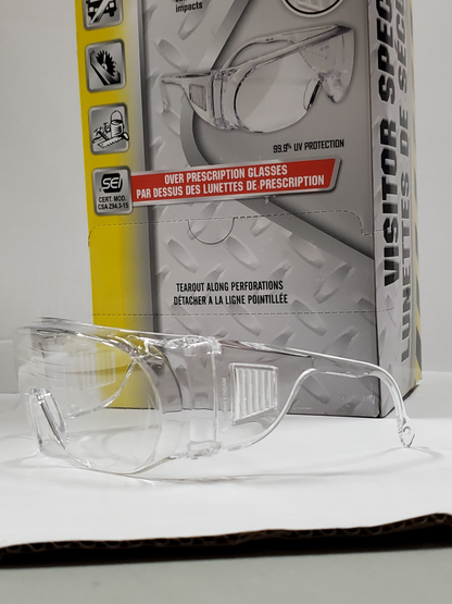 Visitor Specs Clear Over Prescription Glasses 99.9% UV Protection. (Sold Individually)