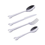 50sets Creative Wrench Shape Stainless Steel Dinner Knife Fork Coffee Spoon Dinnerware Set Cutlery Utensil Kitchen