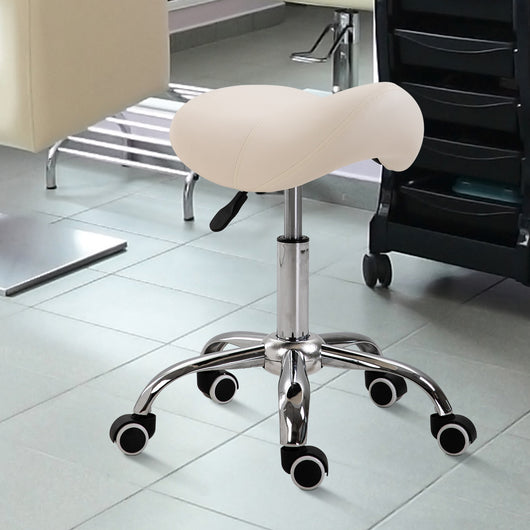 HOMCOM Hydraulic Salon Stool Saddle Chair Adjustable Swivel Spa Beauty