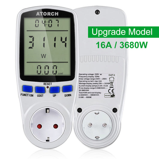 ATORCH 220v AC power meter digital wattmeter energy eu watt Calculator monitor electricity consumption Measuring socket analyzer