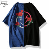 Aelfric Eden T-shirt Men Flower Printed T Shirts Hit Color Patchwork 2018 Summer Short Sleeve Lover Fashion Hip Hop Tshirts LQ12