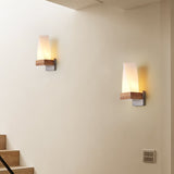 Artpad Scandinavian Nordic Wall Wood Light Glass Lampshade Corridor Balcony Bedside LED Side Wall Lamps Interior for Home Decor