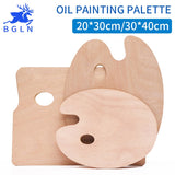 BGLN 1Piece Wood Oval Square Oil Painting Palette Professional Oil Paint Ellipse Drawing Palette Paleta School Art Supplies