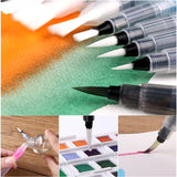 BGLN 6Pcs Water Brush Water Paint Brush Set Large Capacity Soft Watercolor Painting Brush Pen For Beginner Drawing Art Supplies