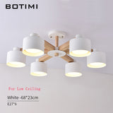 BOTIMI Nordic Chandelier E27 With Iron Lampshade For Living Room Suspendsion Lighting Fixtures Lamparas Colgantes Wooden Lustre