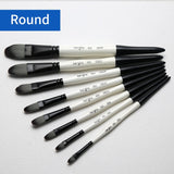 Bgln 1Piece Nylon Hair Professional Watercolor Paint Brush Round Flat Pointed Watercolor Oil Acrylic Painting Brush Art Supplies
