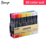 Bianyo Aquarelle Brush Marker Pen Sets 12/24/36/48/80 Colors School Office Students Artist Supplies Art Marker Painting Drawing