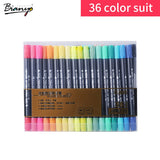 Bianyo Aquarelle Brush Marker Pen Sets 12/24/36/48/80 Colors School Office Students Artist Supplies Art Marker Painting Drawing