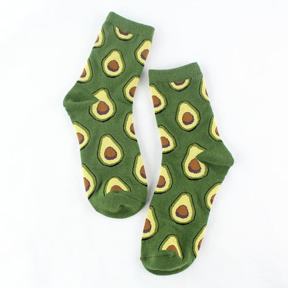 [COSPLACOOL]Korean Fresh Fruits Socks Lemon Avocado Pineapple Cherry Blueberry Orange Gardenias Banana Flamingos Plumerias