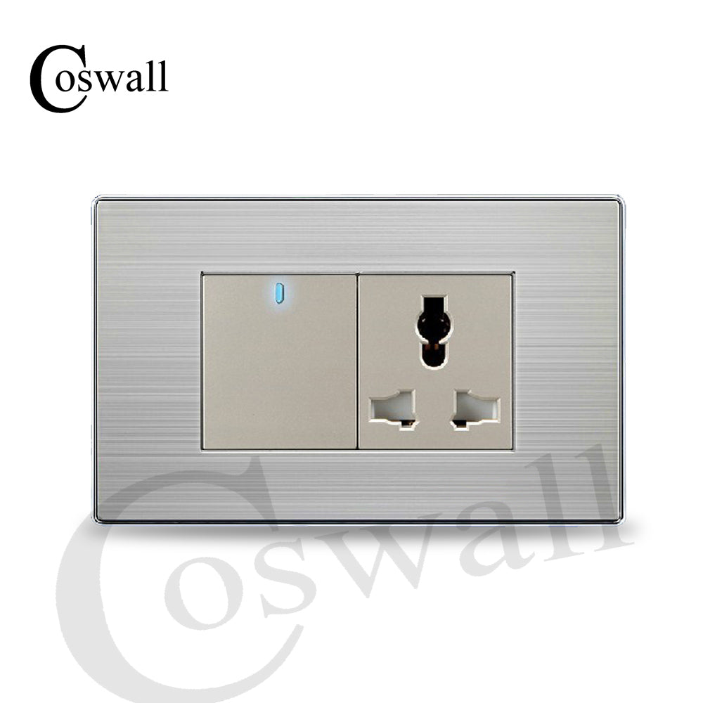 COSWALL 1 Gang 2 Way Wall Light Switch LED Indicator With 3 Hole