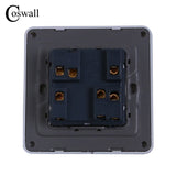 COSWALL 2 Gang 2 Way Luxury Crystal Glass Panel Light Switch Push Button Wall Switch Interruptor 16A