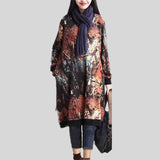 Celmia 2018 Autumn Women Long Sleeve Dress Winter Velvet Pockets Casual Loose Oversized Print Vintage Midi Dresses Plus Size 5XL