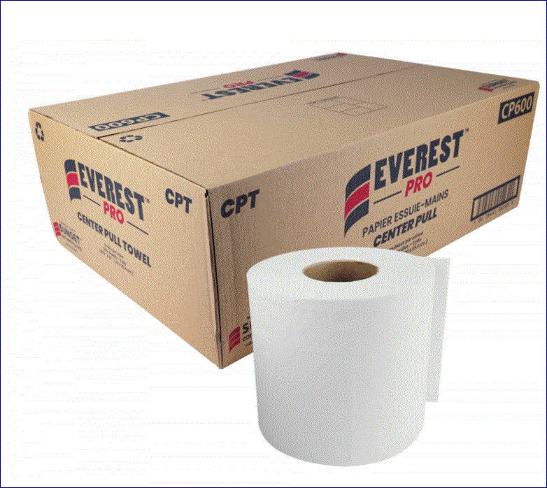 Everest Pro Center Pull Towel,6 Rolls of 2-Ply Hand Towels, 600 Sheets Per Roll (CP600) SUNCP600