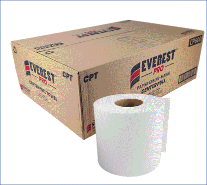 Everest Pro Center Pull Towel,6 Rolls of 2-Ply Hand Towels, 600 Sheets Per Roll (CP600) SUNCP600