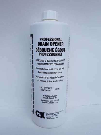 Drain Opener – Extra Strong – Powerful Professional-Grade Drain Cleaner Available in 1 L Bottle and 4 L Gallon / Case Options