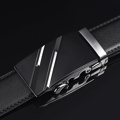 [DWTS]Belt Male Genuine Leather Strap Belts For Men Top Quality Automatic Buckle black Belts Cummerbunds cinturon hombre