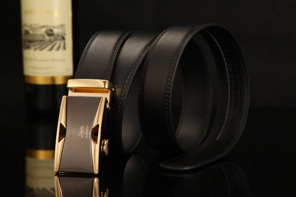 [DWTS]Belt Male Genuine Leather Strap Belts For Men Top Quality Automatic Buckle black Belts Cummerbunds cinturon hombre