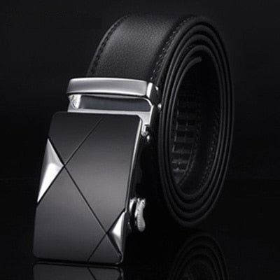 [DWTS]Belt Male Genuine Leather Strap Belts For Men Top Quality Automatic Buckle black Belts Cummerbunds cinturon hombre