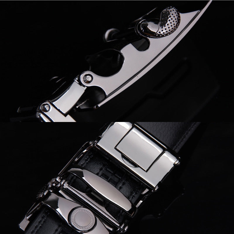 [DWTS]Belt Male Genuine Leather Strap Belts For Men Top Quality Automatic Buckle black Belts Cummerbunds cinturon hombre