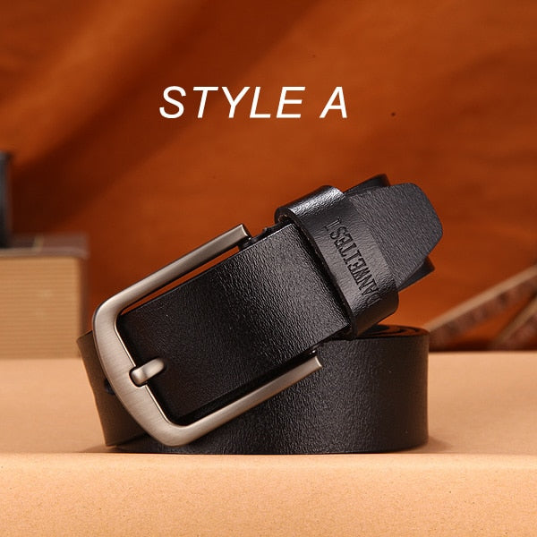 [DWTS]men's belt leather belt men male genuine leather strap luxury pin buckle fancy vintage jeans cintos masculinos