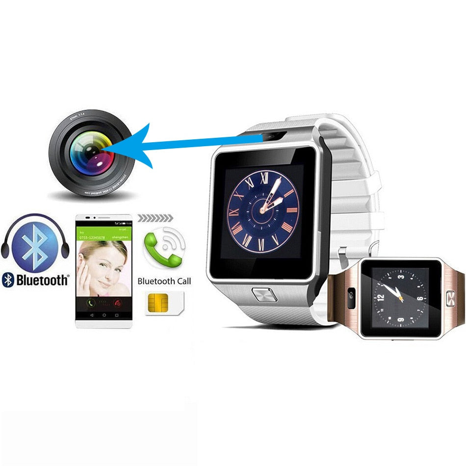 DZ09 Smartwatch Men Bluetooth Smart Watch Reloj Relogio 2G GSM SIM App Sync Mp3 for Xiaomi Android Phones Watch PK Y1 KW18