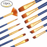 Dainayw 12pcs/set Different Shape Nylon Hair Paint Brushes Artist Oil Watercolor Painting Brush For Professional Art Supplies