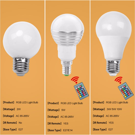 LAMPE LED COULEUR PROGRAMMABLE E27 E14 3W 5W 10W 15W télécommande