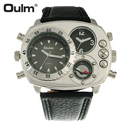 Erkek Kol Saati Brand Name Oulm Men Watches Leather Strap Quartz-Watch Fashion Clock Militar Sports Mens Watches Montre Homme