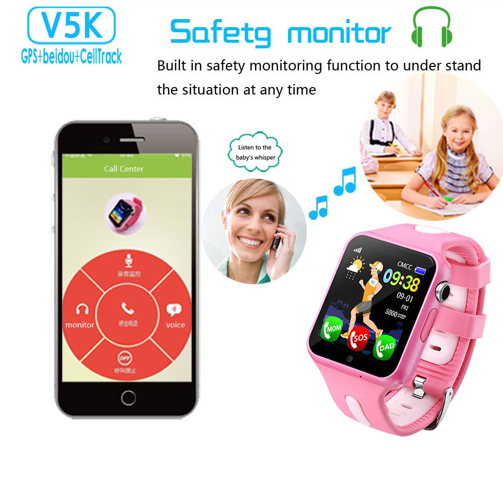 Espanson V5 Children GPS Smart Watch With Camera Facebook Emergency Security Anti Lost SOS For ISO Android waterproof baby Watch