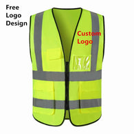 Factory Price! 1 PCS Free Custom LOGO Reflective Safety Vest High visibility Construction work uniforms logo printing