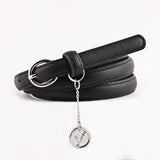 Female Straps Leather Belt Waistband Cummerbund For Apparel Accessories Candy Color Metal Buckle Thin Casual Belt For Women
