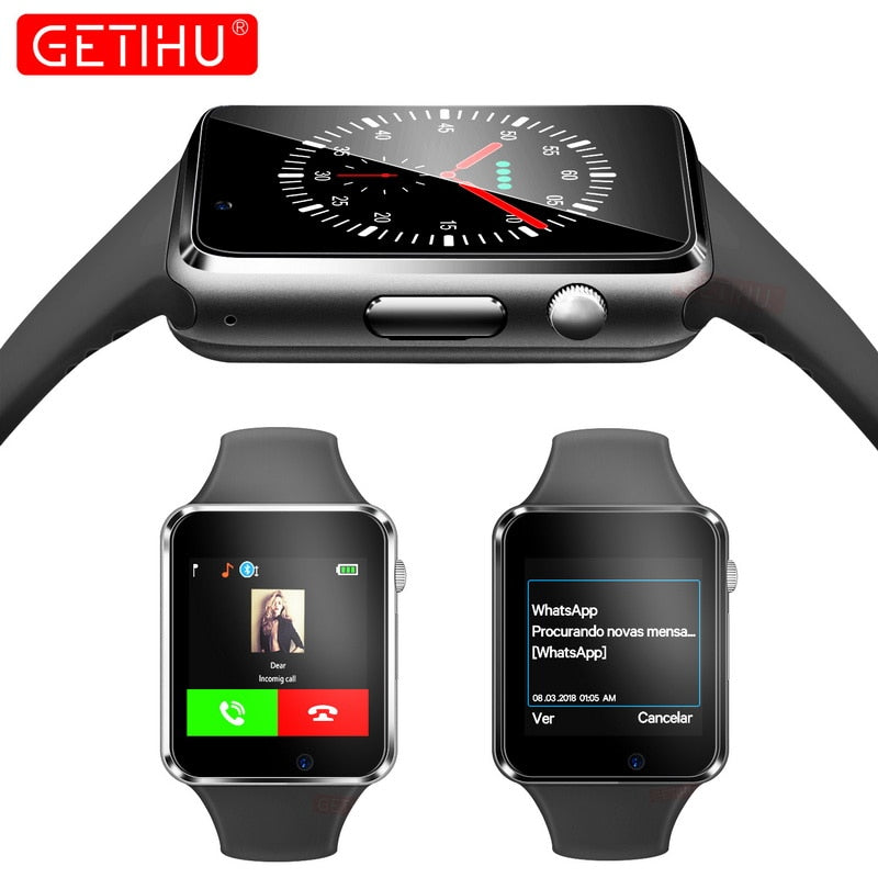 GETIHU Smart Watch Digital Wrist with Men Camera Bluetooth Wristwatch SIM Card Sport Smartwatch For iPhone Samsung Android Phone