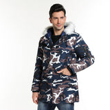 HEE GRAND 2018 New Fashion Winter Men Camouflage Big Collar Long Coat Jacket  Camouflage Color S~5XL MWM1799