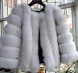 HEE GRAND 2018 Women Winter Faux Fur Coat Fake Fox Mink Fur Outwear Solid Thick Warm Luxury Coats WWC147