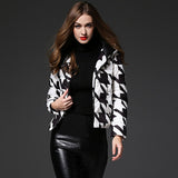 HEE GRAND Plaid Print Black White Duck Down Coat 2018 New Arrivals Slim Winter Jacket Women Hooded Fashion Manteau Femme WWY331